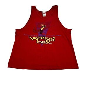 Vintage 90s Nike Competition Volleyball Red Single Stitch‎ Tank Top T-shirt XL